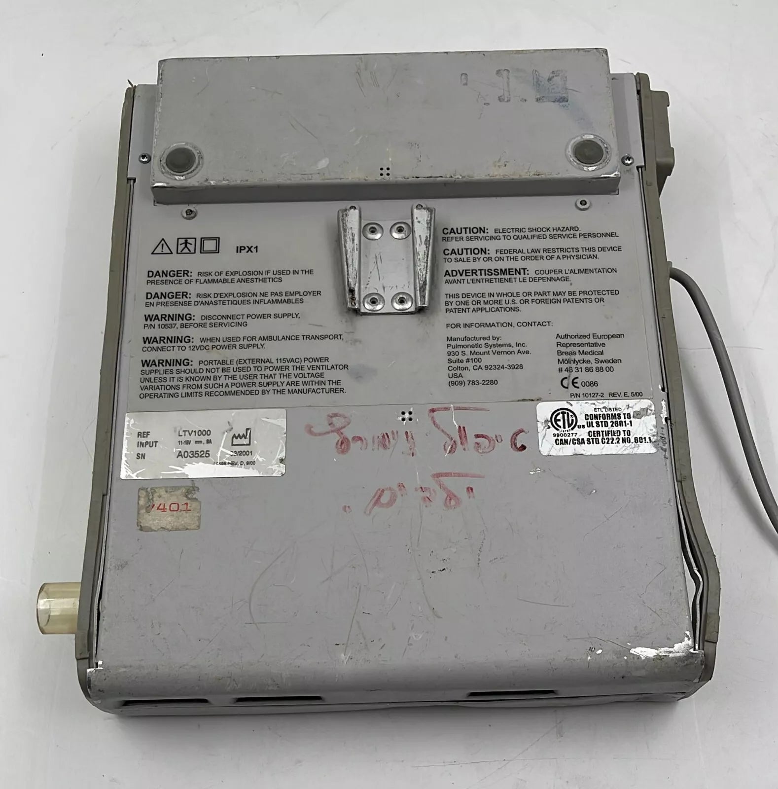 Pulmonetic Systems LTV 1000 **FOR PARTS**