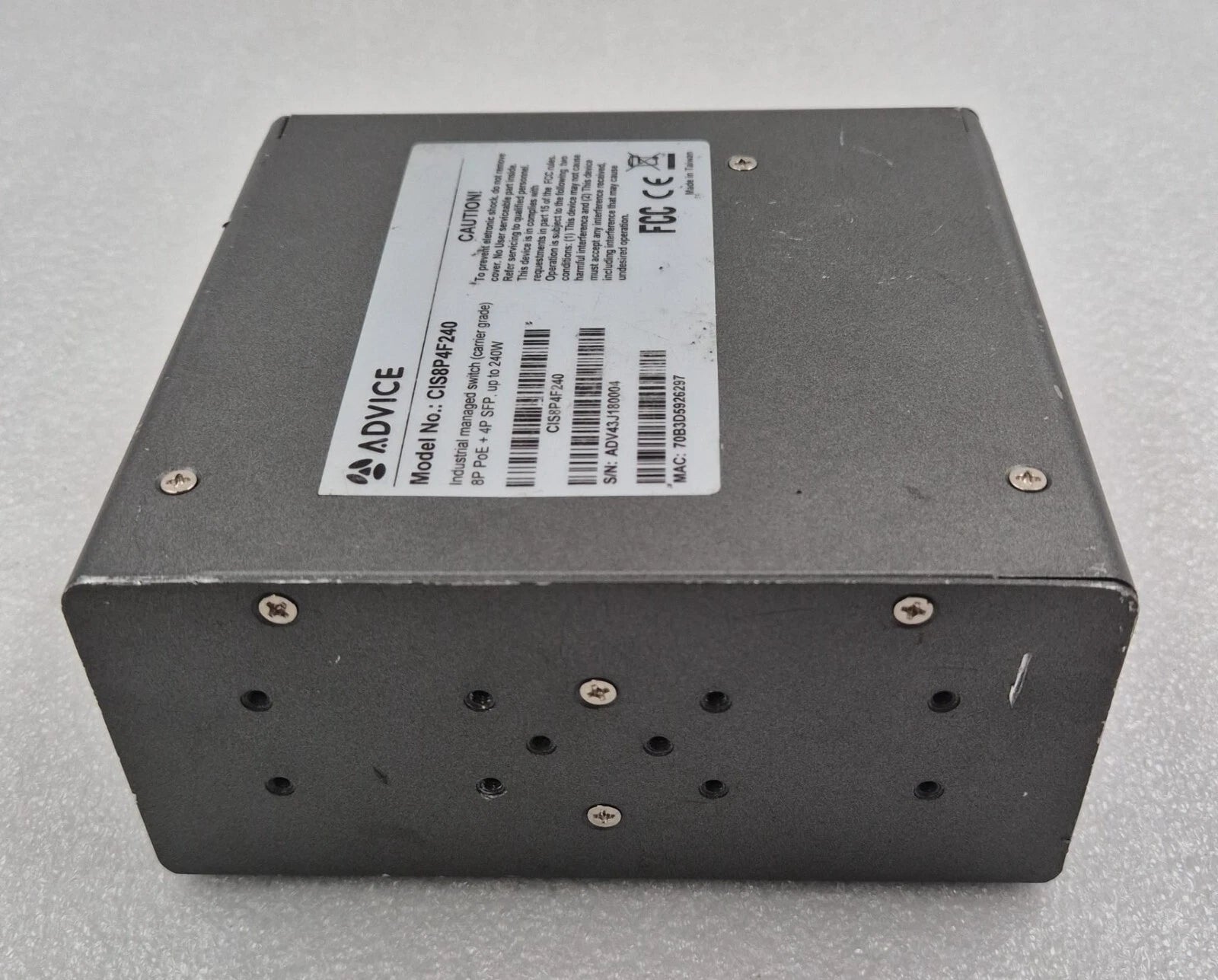 ADVICE CIS8P4F240 Industrial Managed Switch 8P POE + 4P SFP 240W **AS-IS**