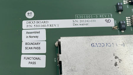 GE DRX5 board 5301160-5 model label close-up