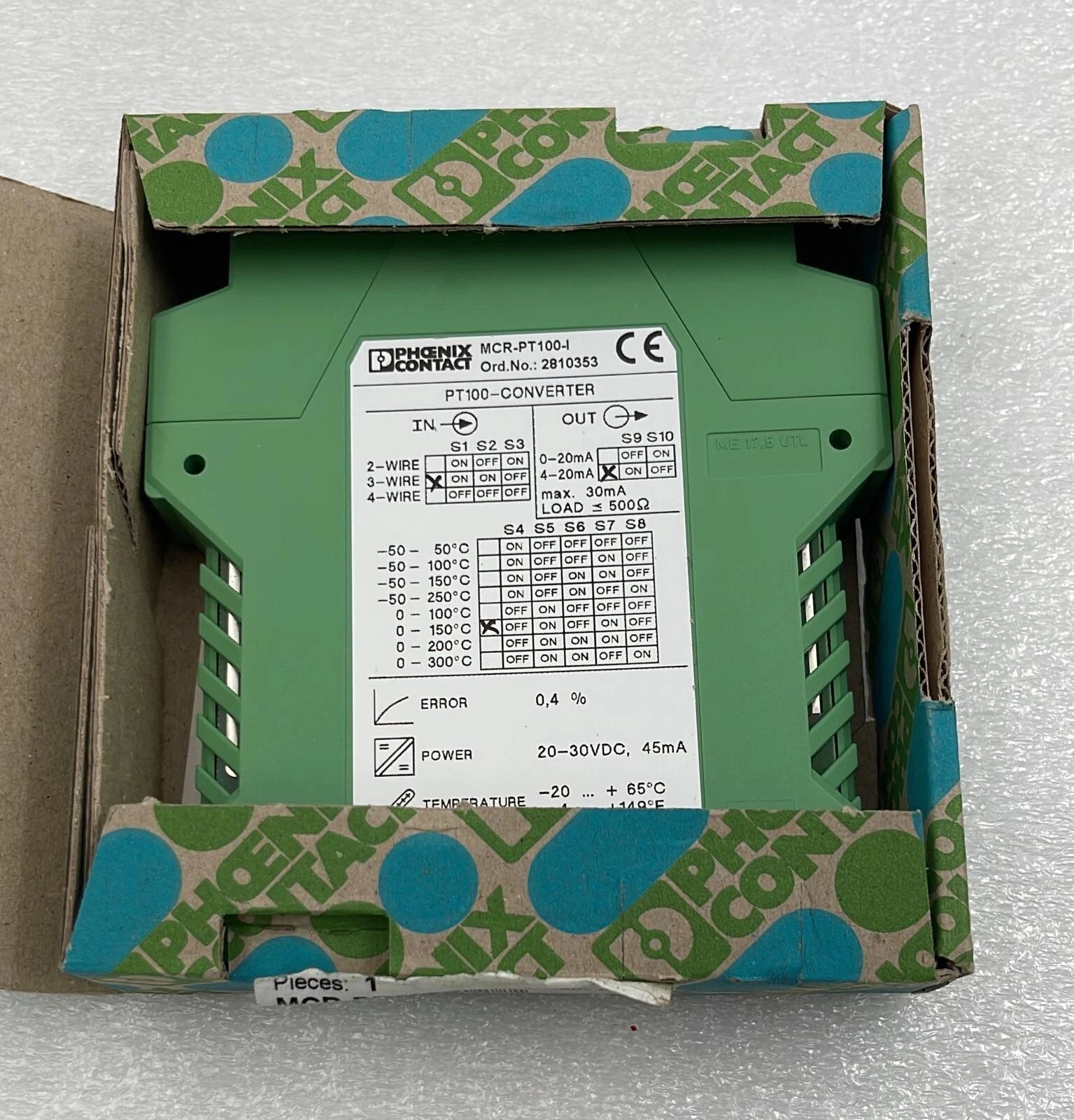PHOENIX CONTACT MCR-PT100-I Converter PLC 2810353