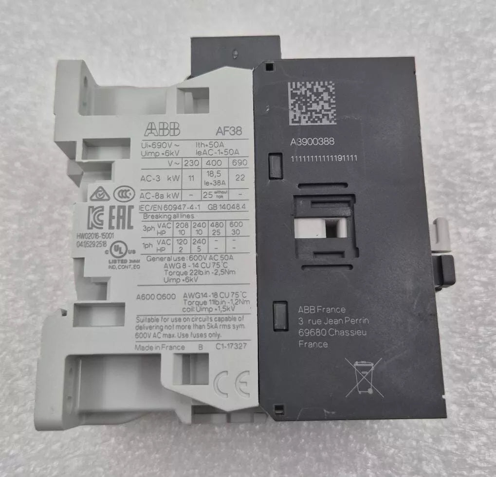 ABB AF38-30-00-11 contactor side and rear label view