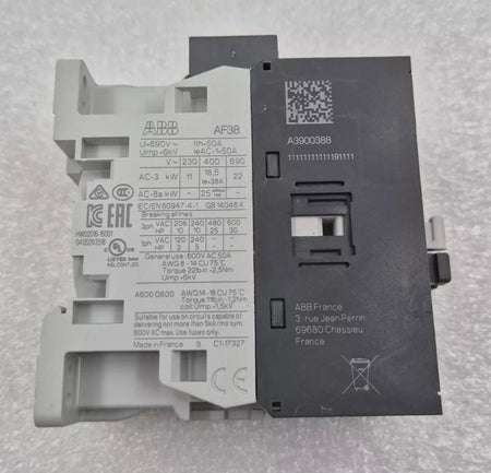 ABB AF38-30-00-11 contactor side and rear label view