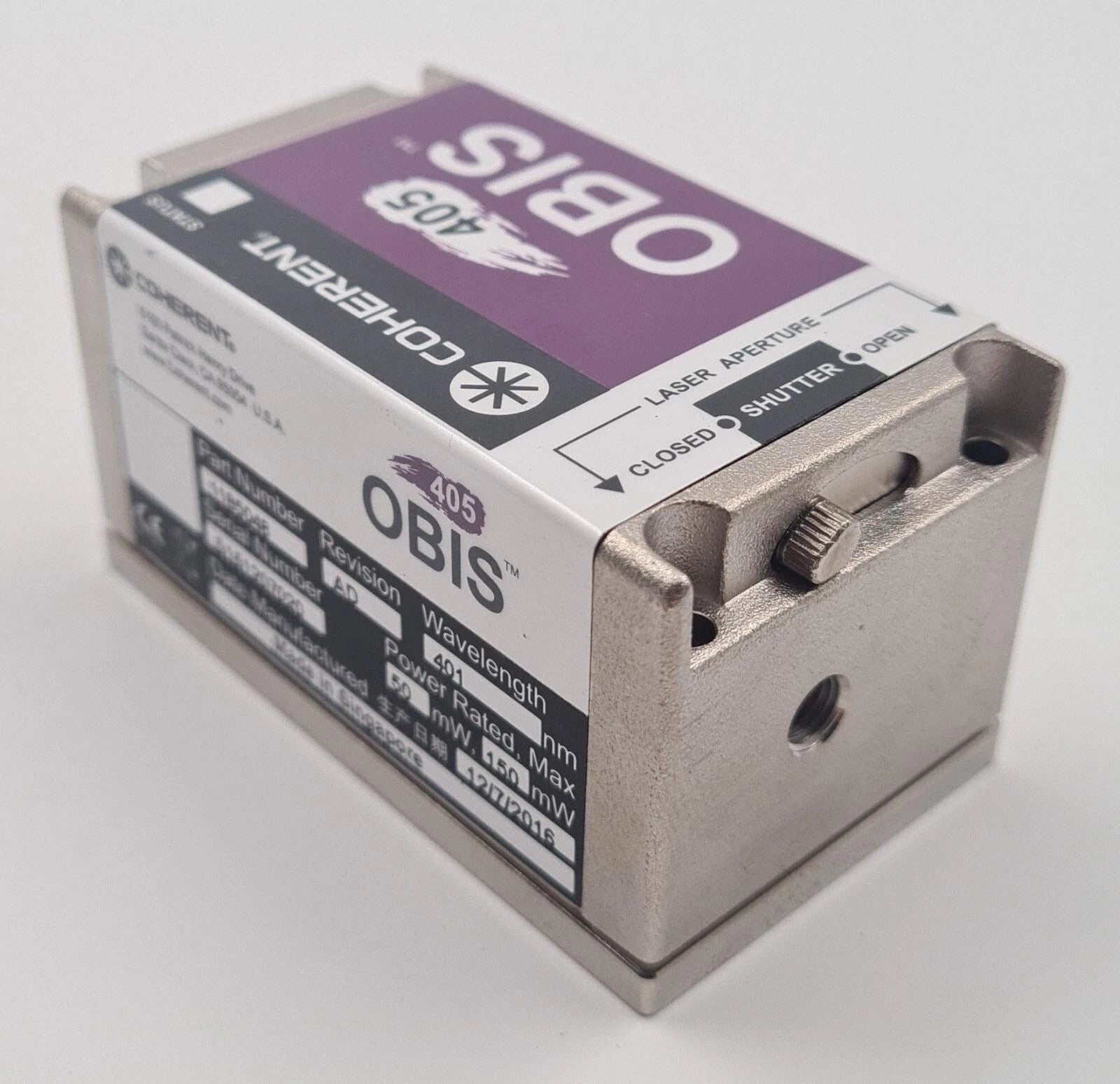NEW - COHERENT OBIS 405 Laser Head 1185048 Rev. AD 401nm 50-150mW