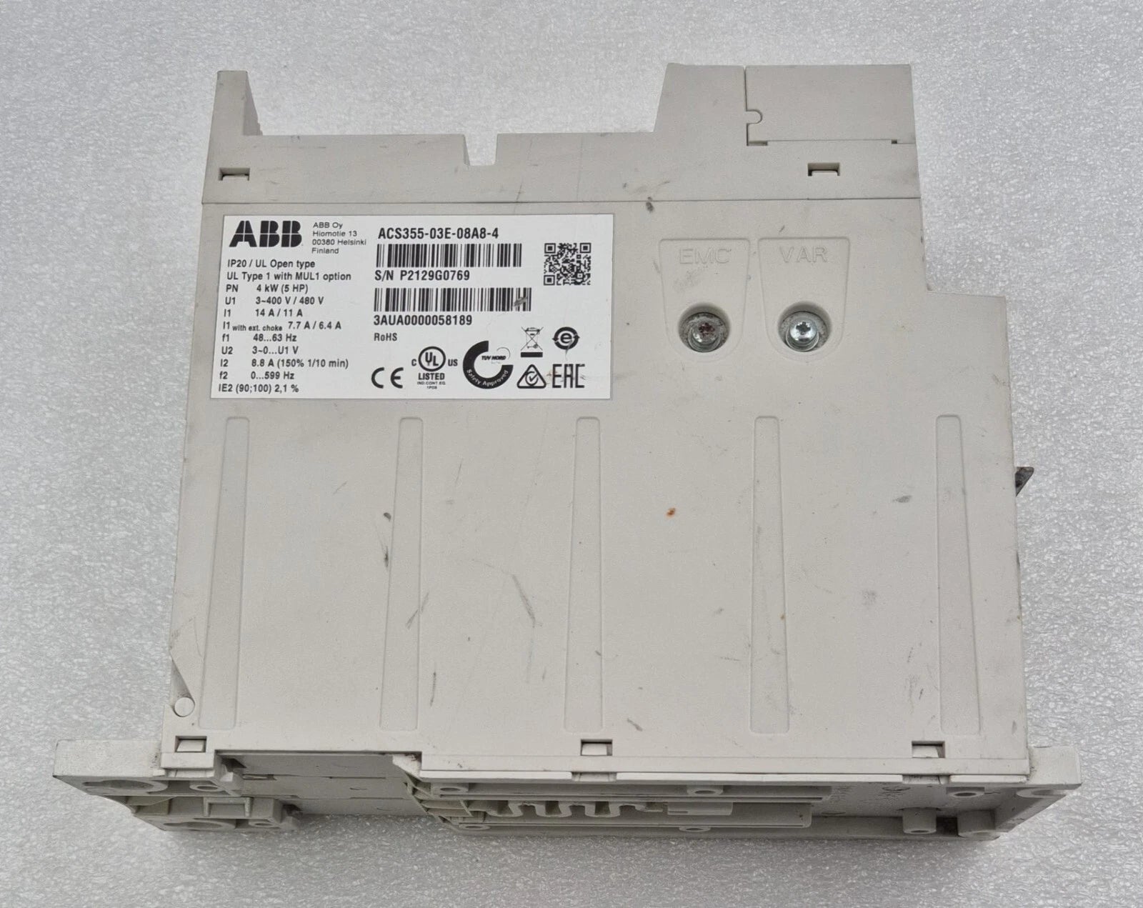 ABB ACS355-03E-08A8-4 Inverter Drive IP20 UL Open Type 4KW 5HP 480V **AS-IS**