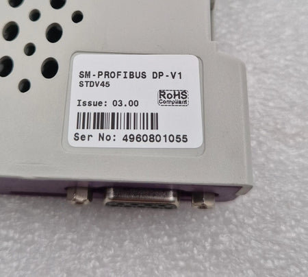 SM-PROFIBUS DP-V1 product label and serial number close-up