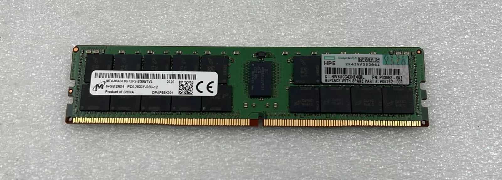 Micron 64GB 2Rx4 PC4-2933Y MTA36ASF8G72PZ-2G9B1VL Server Memory RAM