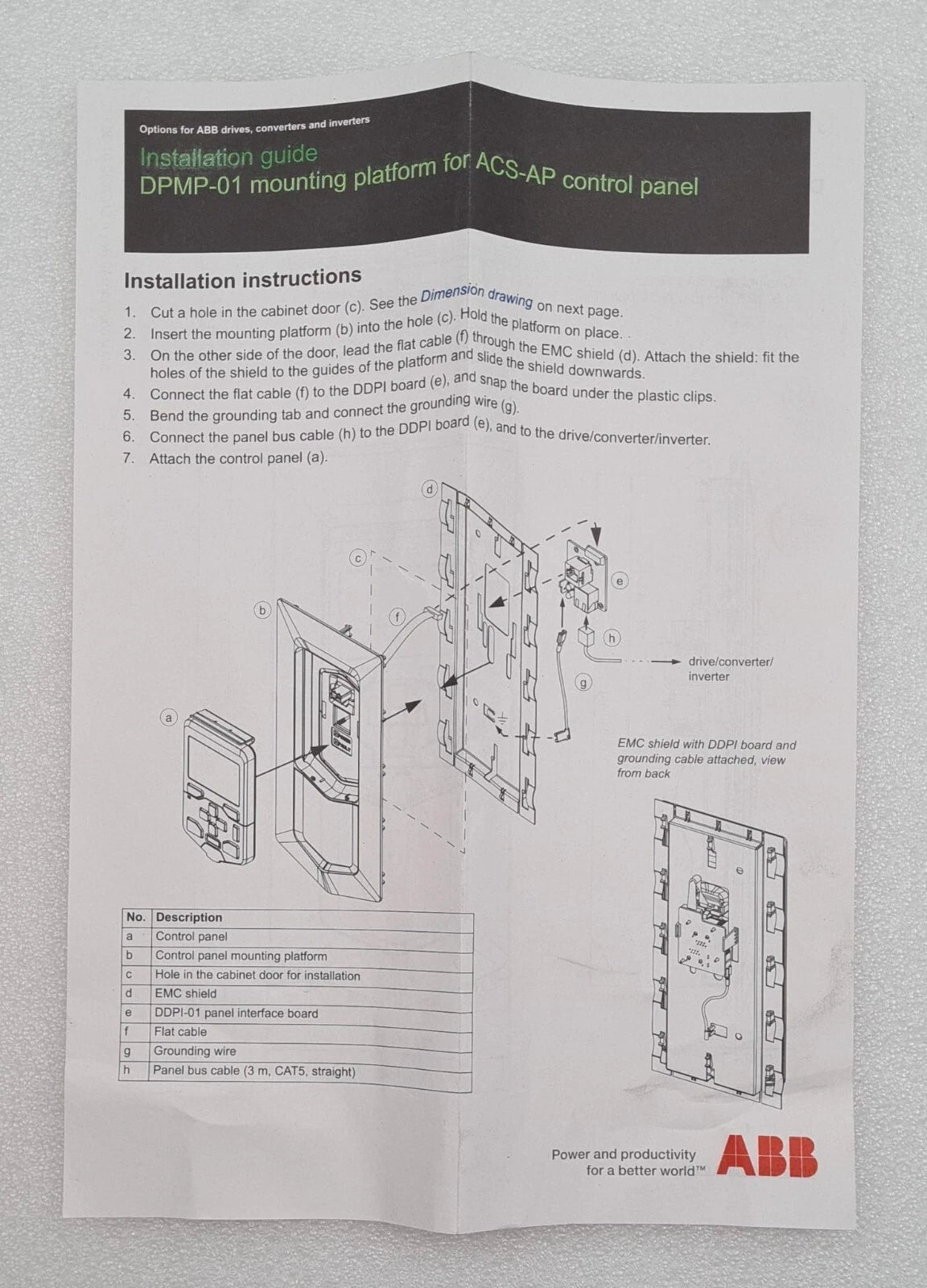 NEW - ABB DPMP-01 Mounting Platform Kit 3AUA0000108878 A7370410VS