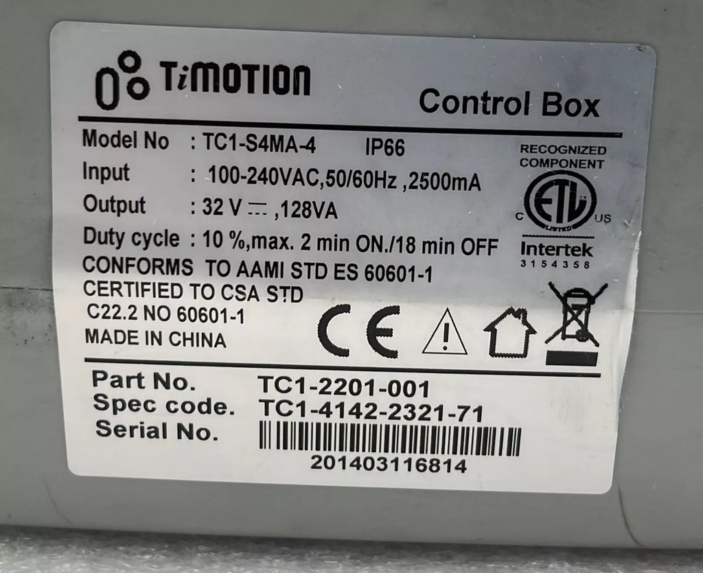 TIMOTION TC1-S4MA-4 Control Box TC1-2201-001 **AS IS