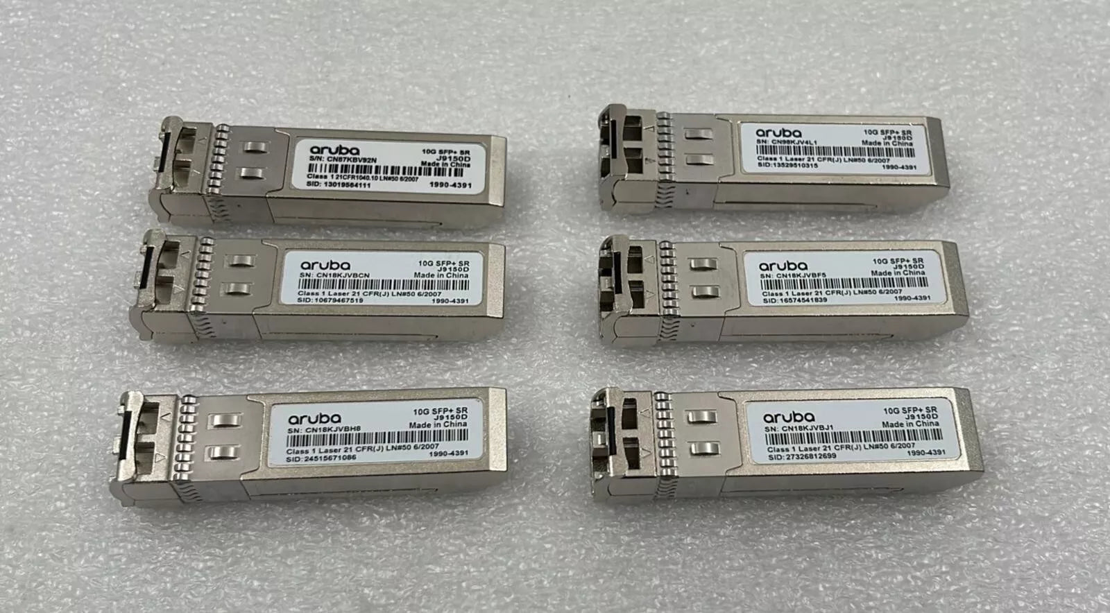 [LOT 6] HPE Aruba 1990-4391 10G SFP+ SR J9150D 300m OM3 MMF Transceiver Module