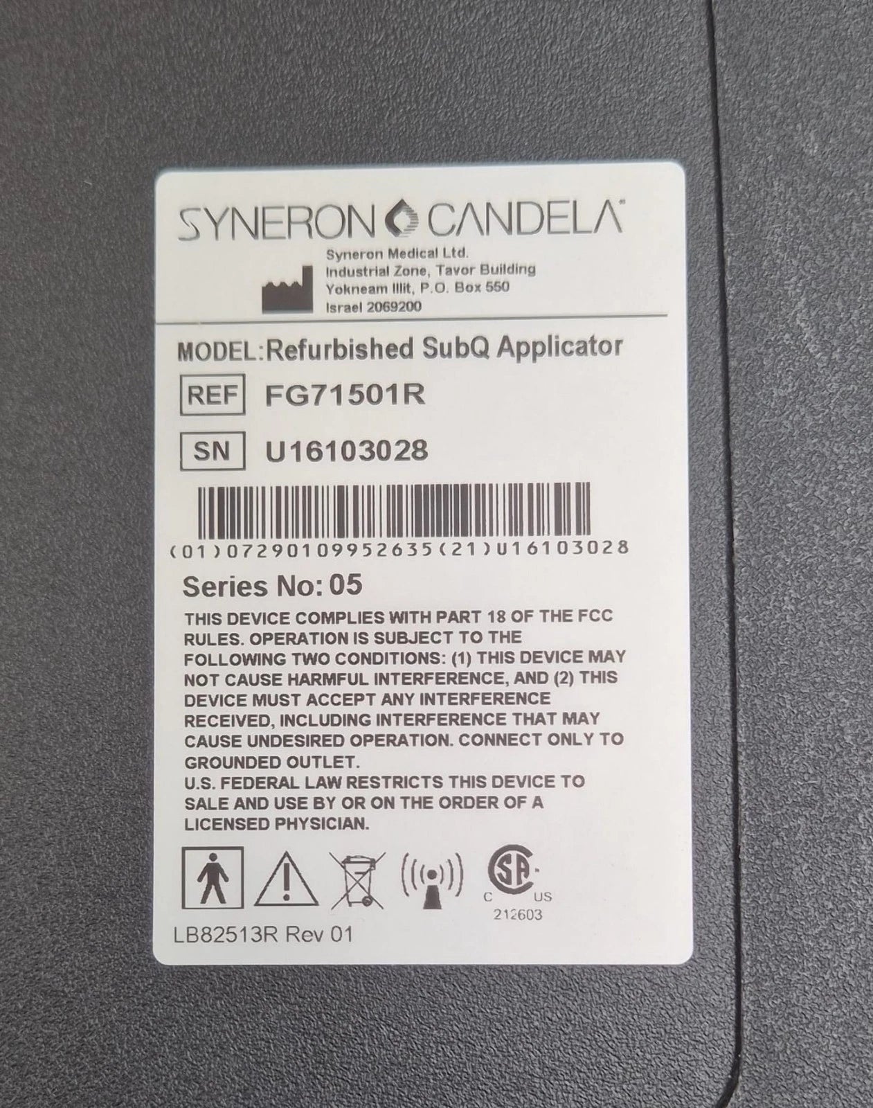 SYNERON CANDELA Profound SubQ PRM FG71501R Dermal Applicator Handpiece W/ case & ATP