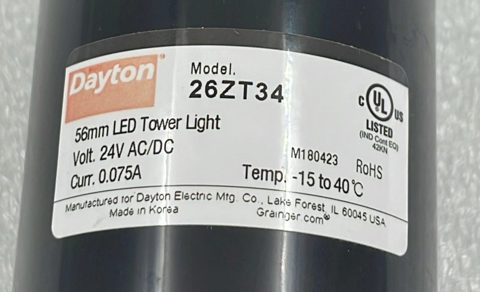 DAYTON 26ZT34 56mm LED Tower Light 24V 0.075A