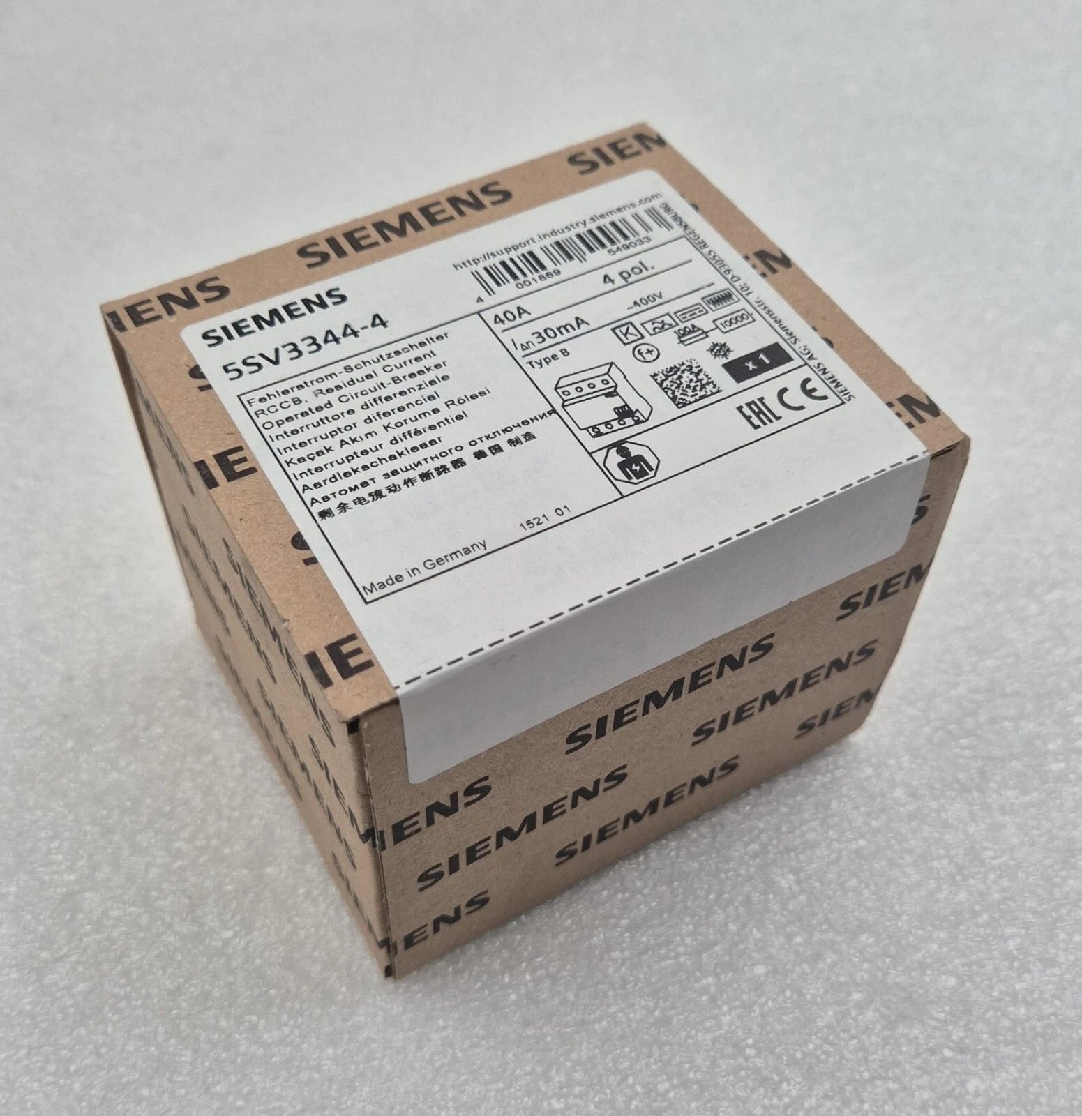 *NEW SEALED* SIEMENS 5SV3344-4 Operated Circuit-Breaker 4 pol. 40A 30mA Type B