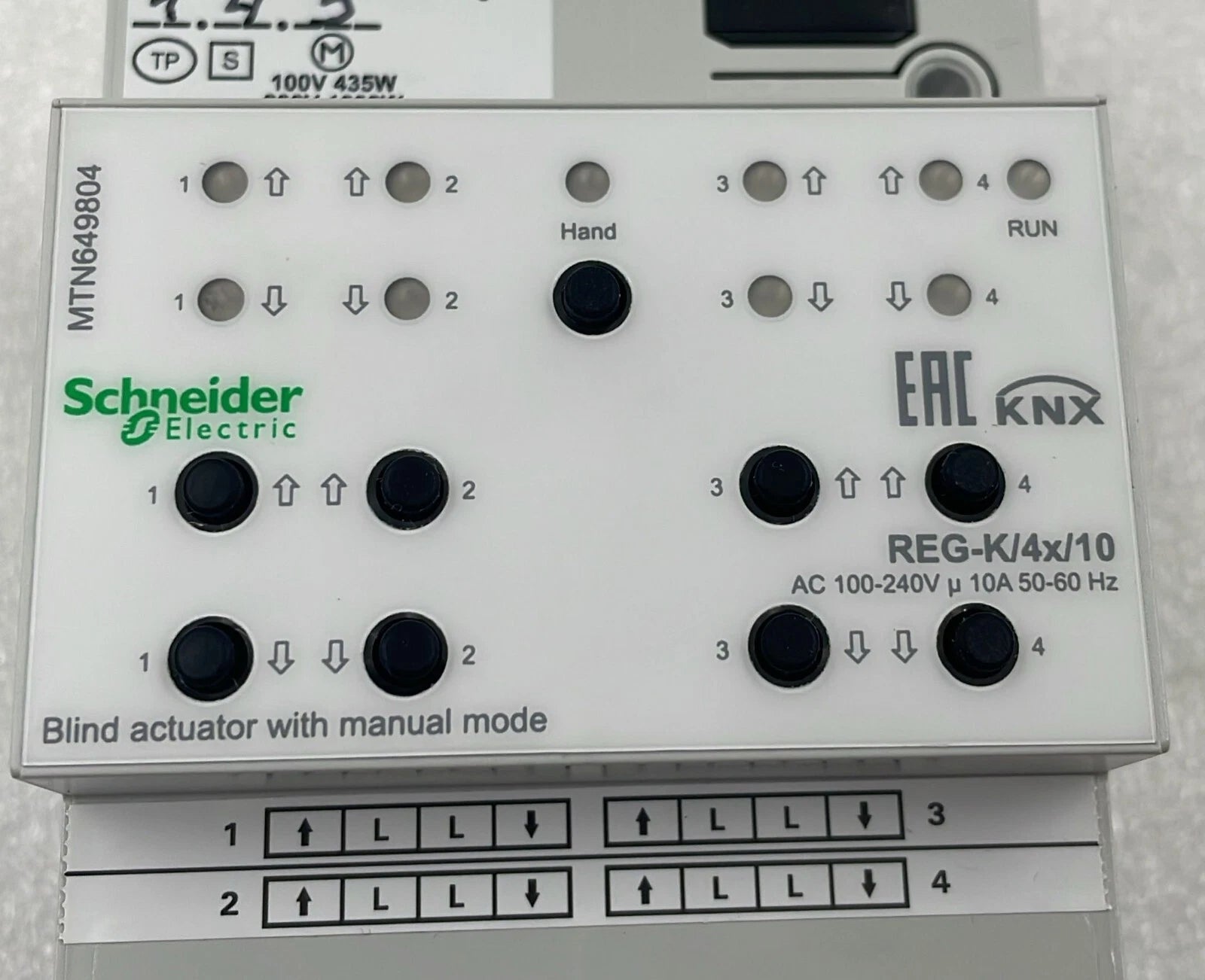 Schneider  MTN649804 Blind actuator with manual mode REG/K/4x/10 AC100-240V