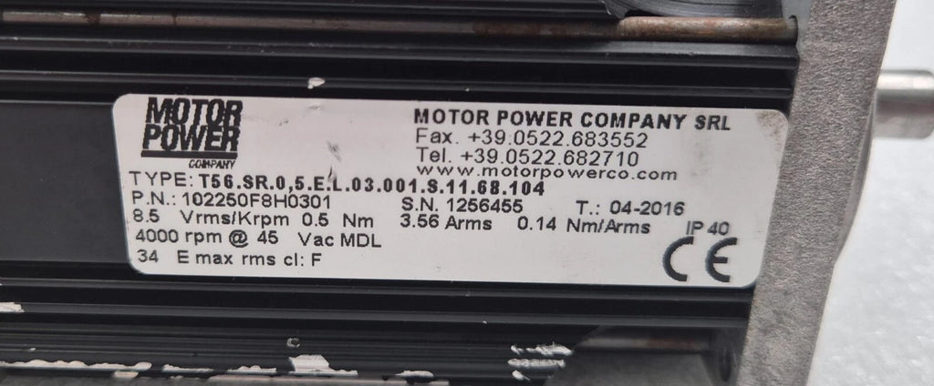 MOTOR POWER T56.SR.0 102250F8H0301 4000 rpm 45Vac Servo Motor T56