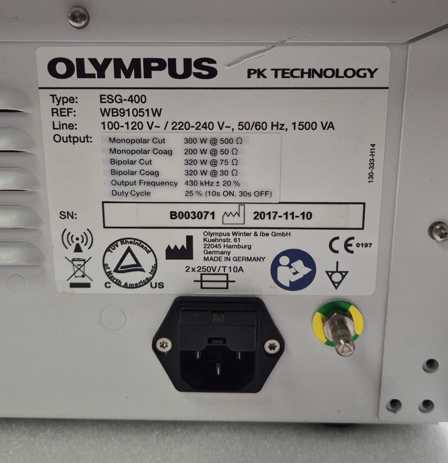 OLYMPUS PK TECHNOLOGY ESG-400 HF GENERATOR UNIT WB91051W **FOR PARTS**