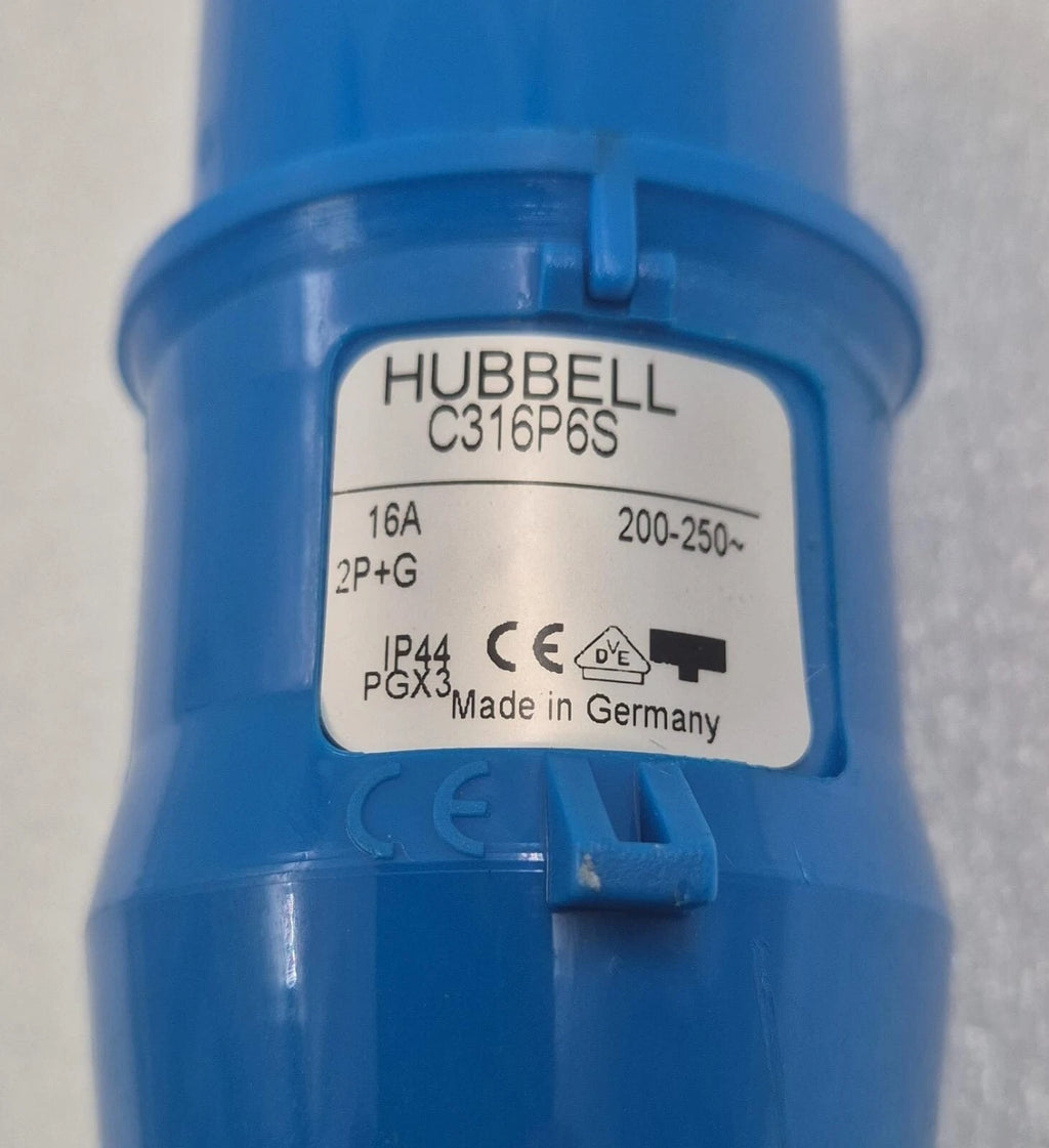 HUBBELL C316P6S Pin and Sleeve Plug 16A 200-250V 2P+G IP44 PGX3 Connector