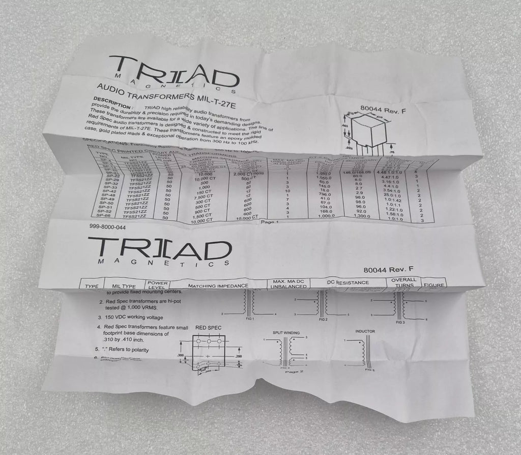 [LOT 34 PCS] NEW- TRIAD MAGNETICS TF5S21ZZ SP-48 Audio Transformer 7500Ohm 50MW