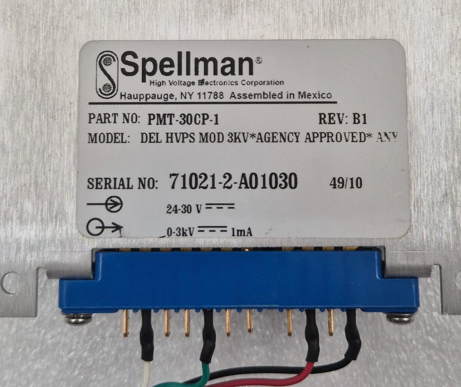 Spellman BERTAN PMT-30CP-1 0-3KV HIGH VOLTAGE POWER SUPPLY DEL HVPS MOD 3KV