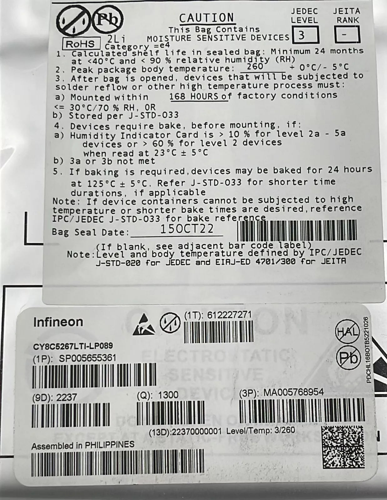 [1300 PCS Pack] CY8C5267LTI-LP089 Infineon Tech IC MCU 32Bit 128KB Flash 68QFN