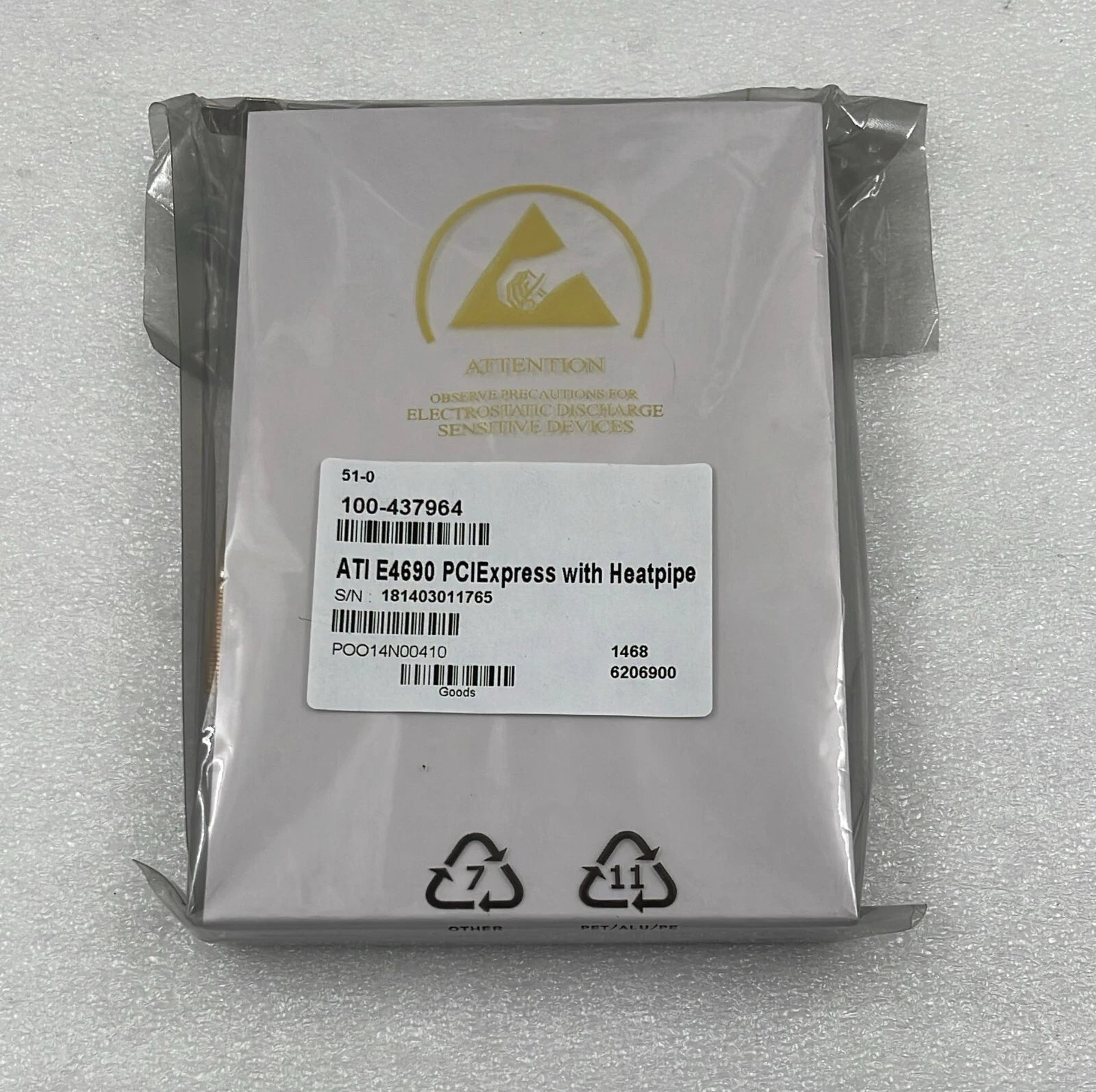 **NEW** ATI PCIExpress Graphics card E4690 DDVI RH PSINK EDG with Heatpipe