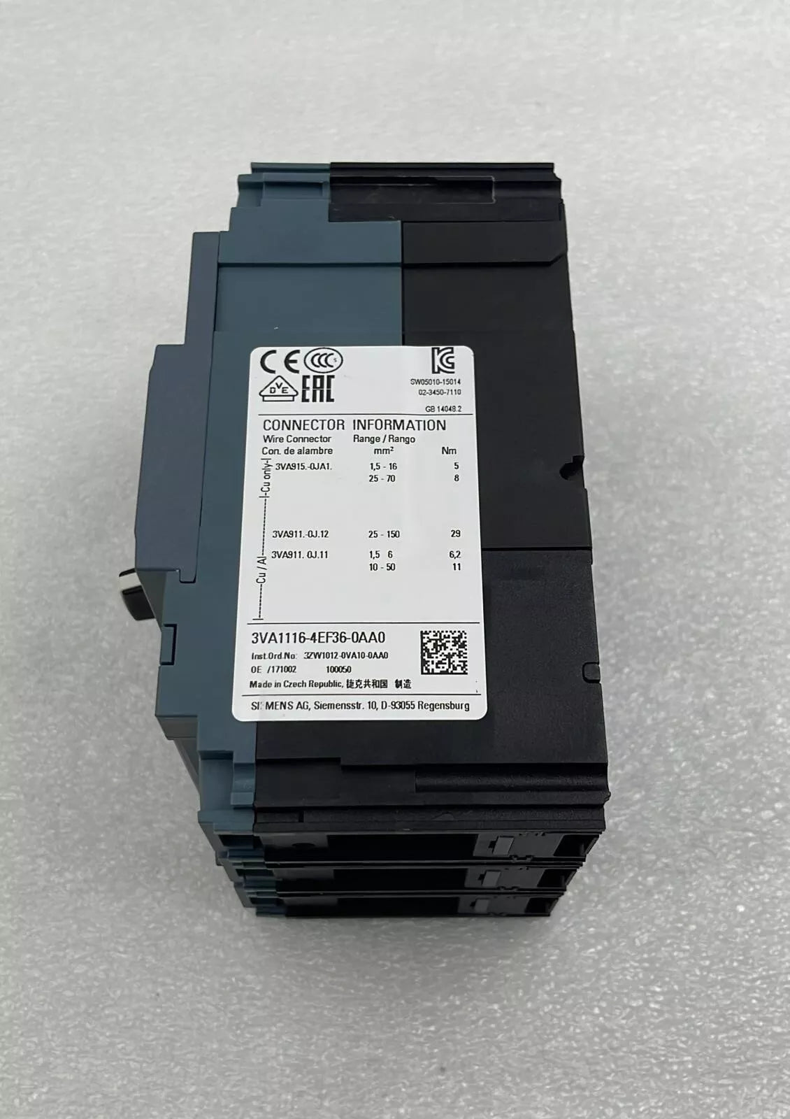 *NEW* Siemens 3VA1116-4EF36-0AA0 Molded Case Circuit Breaker FRAME 160 S