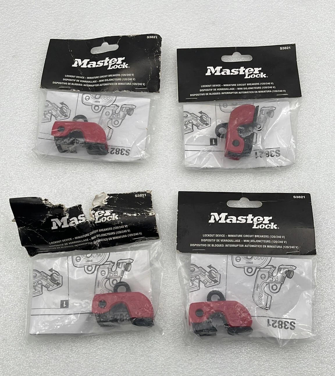 Lot of 4 Master Lock S3821 miniature circuit breaker lockout devices