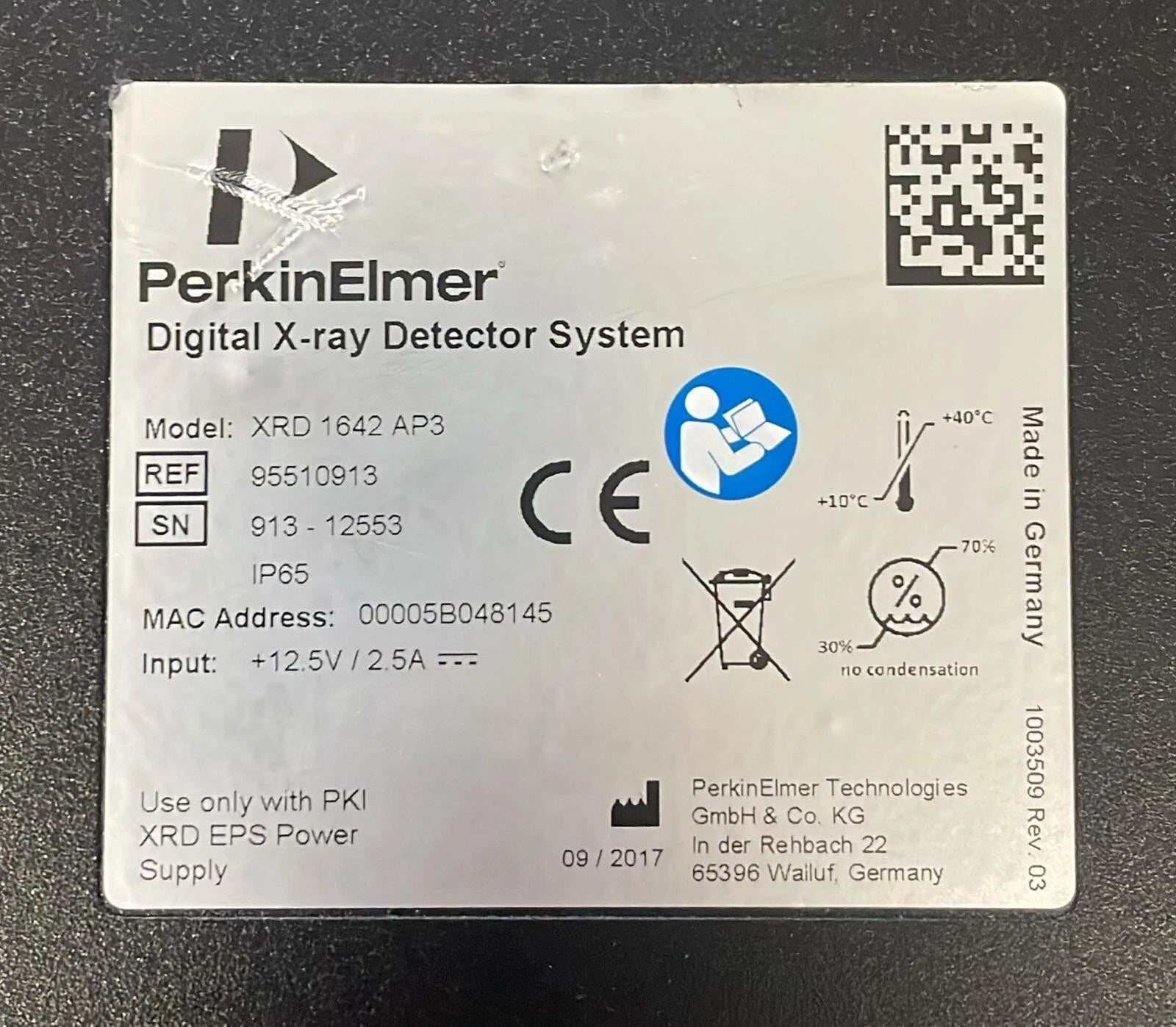 Perkin Elmer XRD 1642 AP3 95510913 Digital Detector System 56X50 CM 1027687 IP65