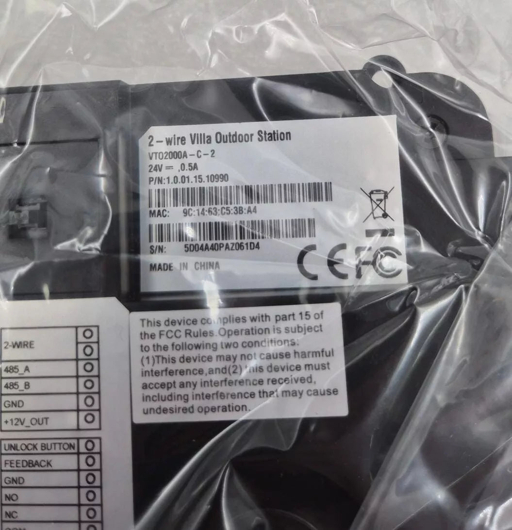 **NEW** Dahua 2-wire Villa Outdoor Station VTO2000A-C-2 Door Video Intercom