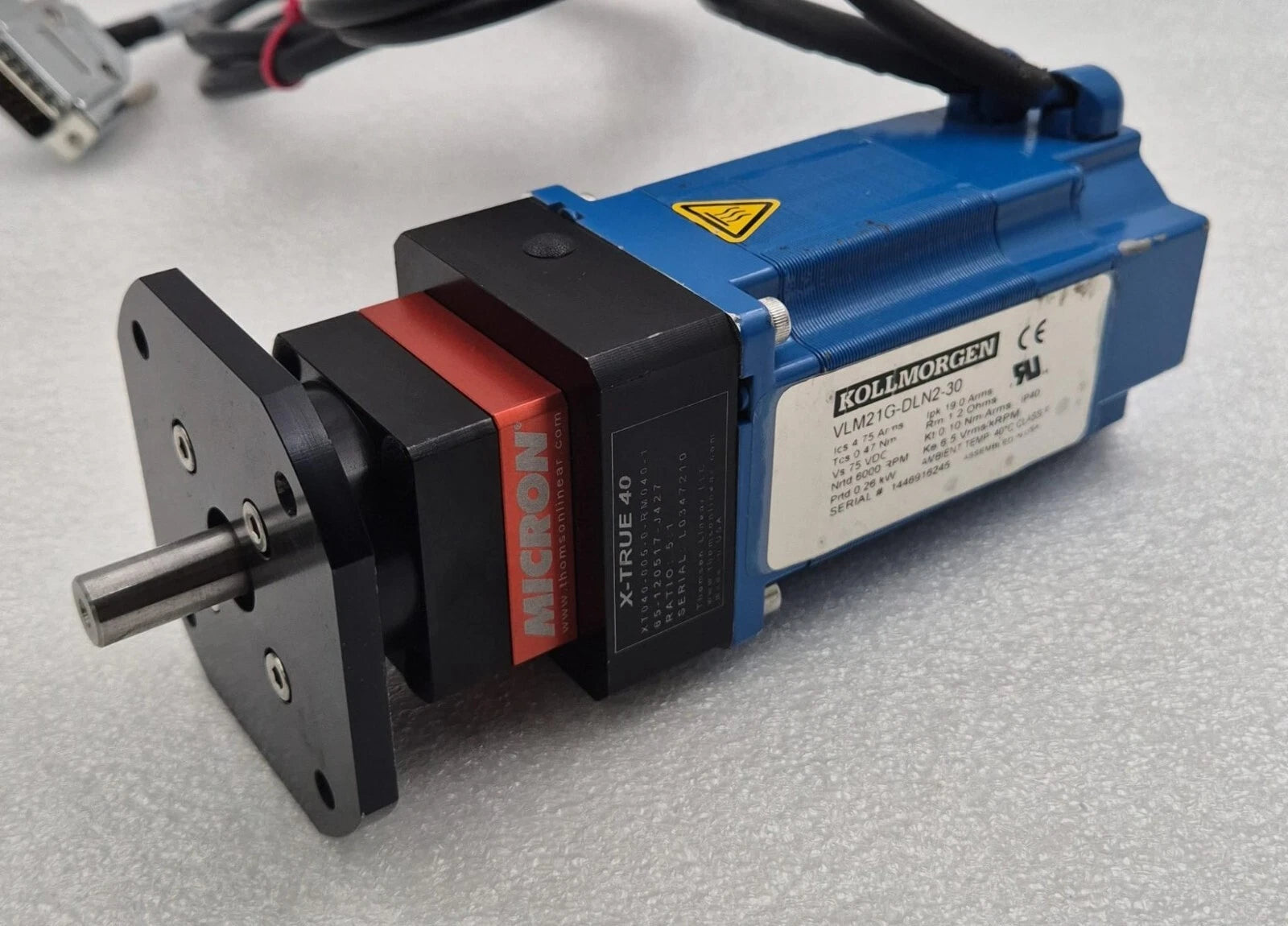KOLLMORGEN VLM21G-DLN2-30 Brushless Servomotor & MICRON X-TRUE 40 XT040 Gear 5:1