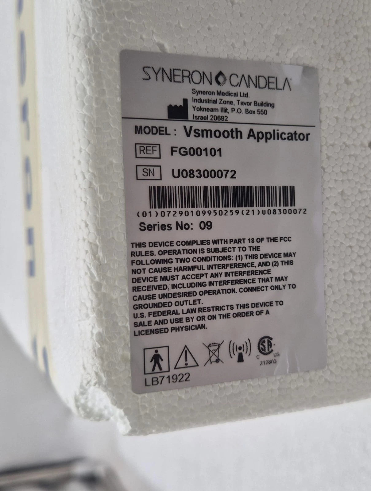 SYNERON CANDELA VS Vsmooth Applicator FG00101 Handpiece