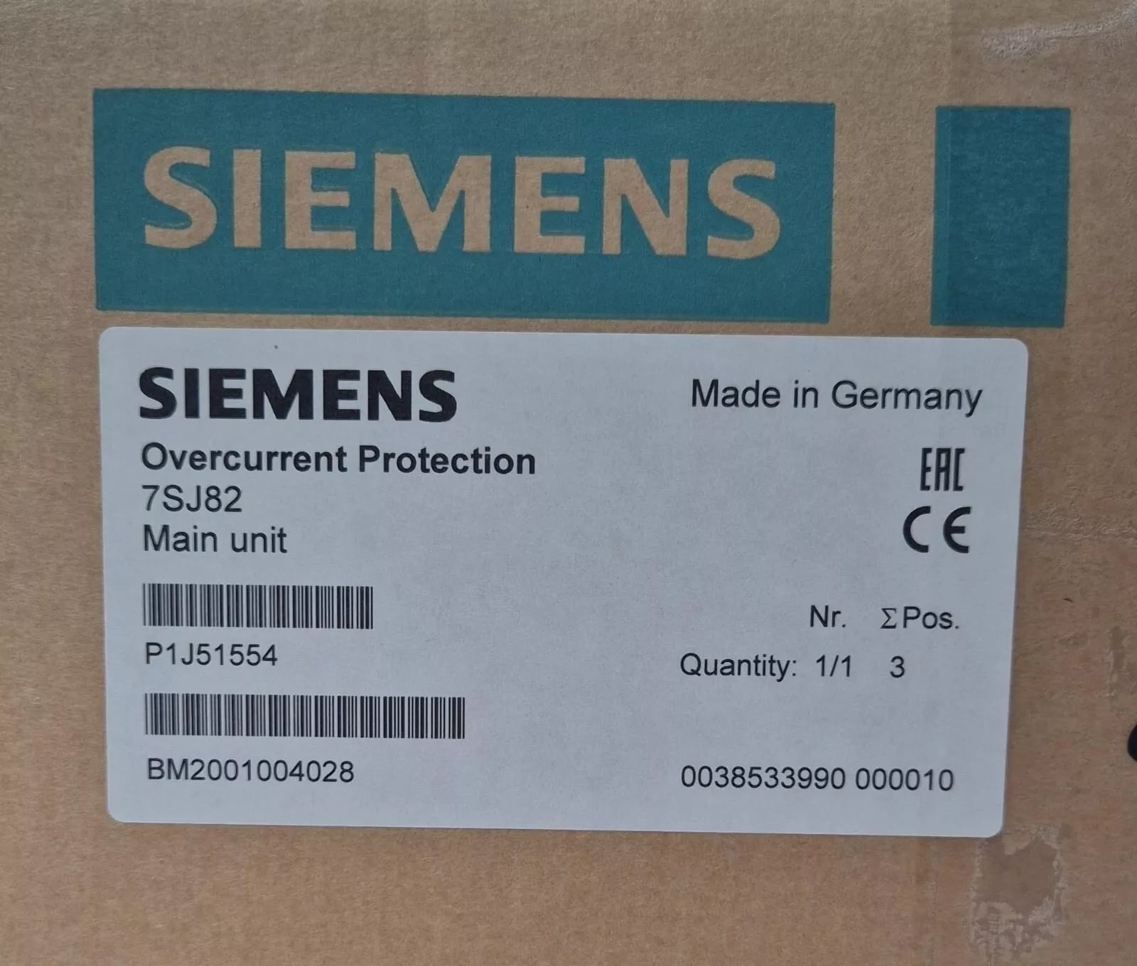 *NEW* SIEMENS SIPROTEC 7SJ82 P1J51554 Overcurrent Protection