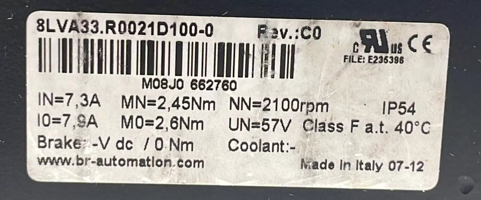 B&R Automation Servo Motor 8LVA33.R0021D100-0