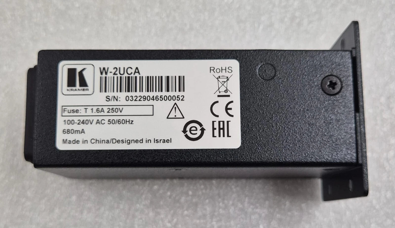 KRAMER W-2UCA(B) 80-00030590 Dual Insert USB Type A & C Charger **NEW**