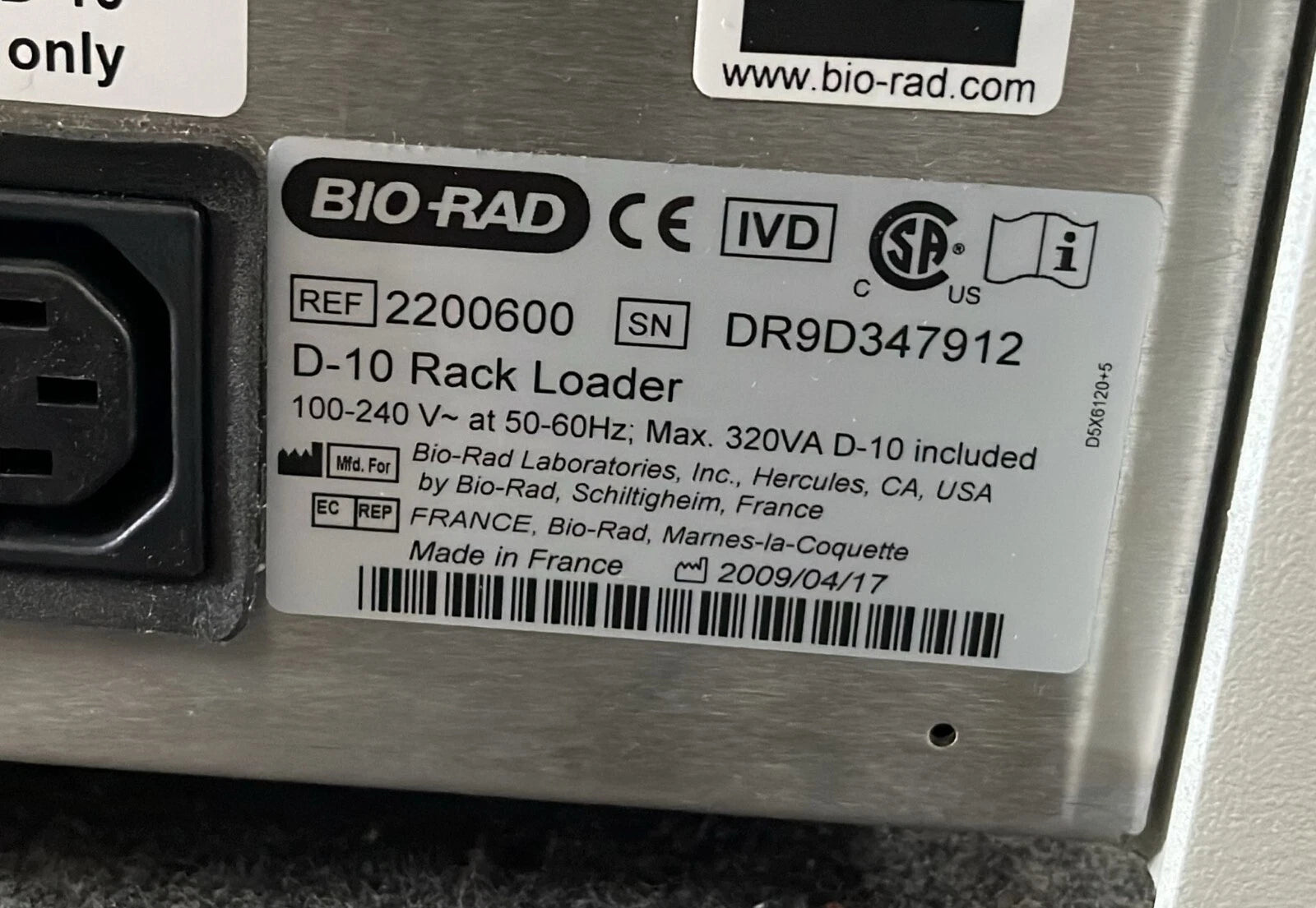 Bio-Rad D-10 Rack Loader System 2200600 **AS IS