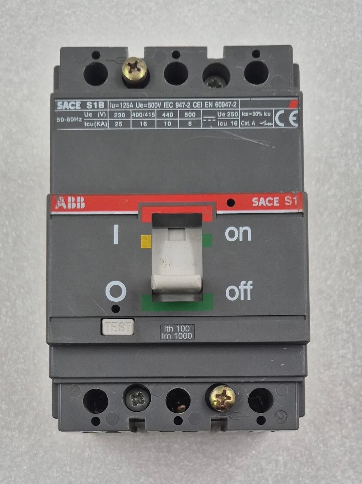 ABB SACE S1 S1B 125A 500VAC 250V DC 3P Circuit Breaker
