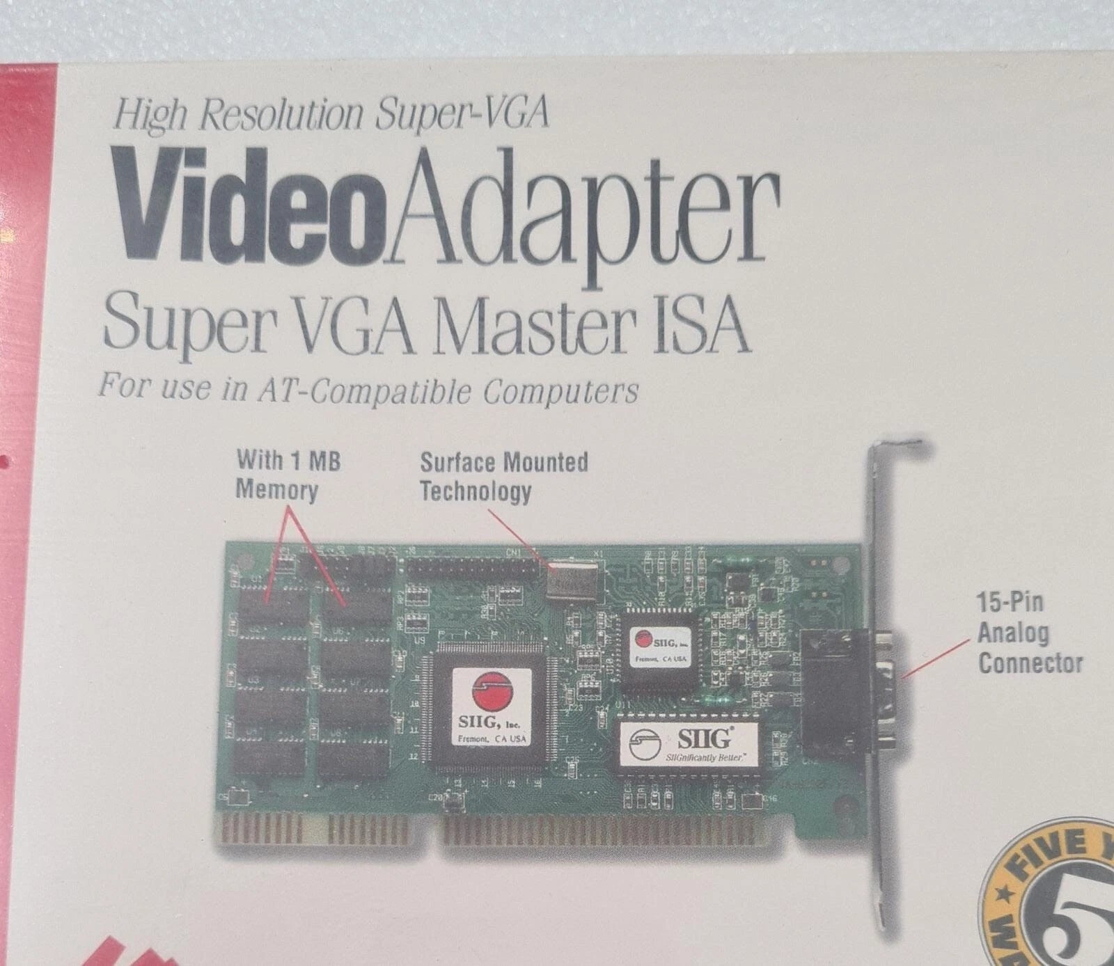 NEW SEALED - SIIG VD1717 Video Adapter Super VGA Master ISA Slot AT Compatible