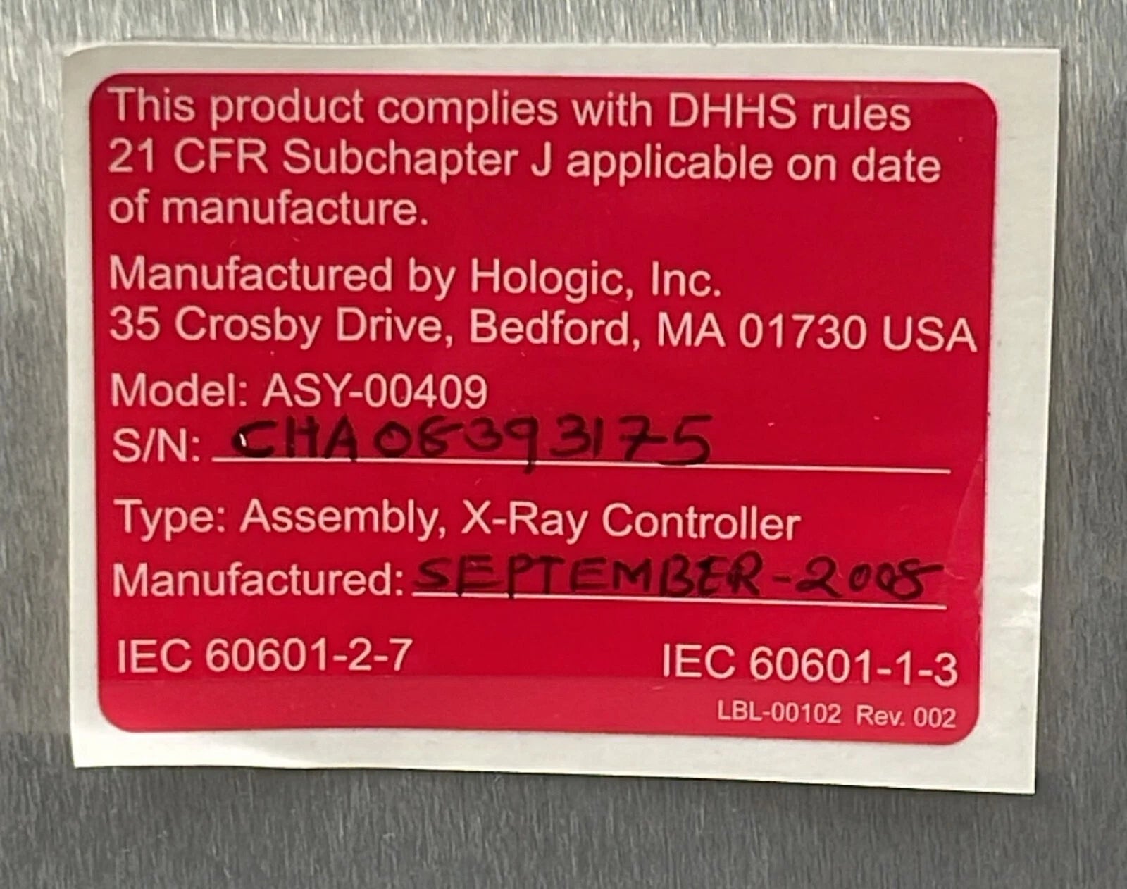 ASY-00409 Controller Assembly for Hologic Bone Densitometer