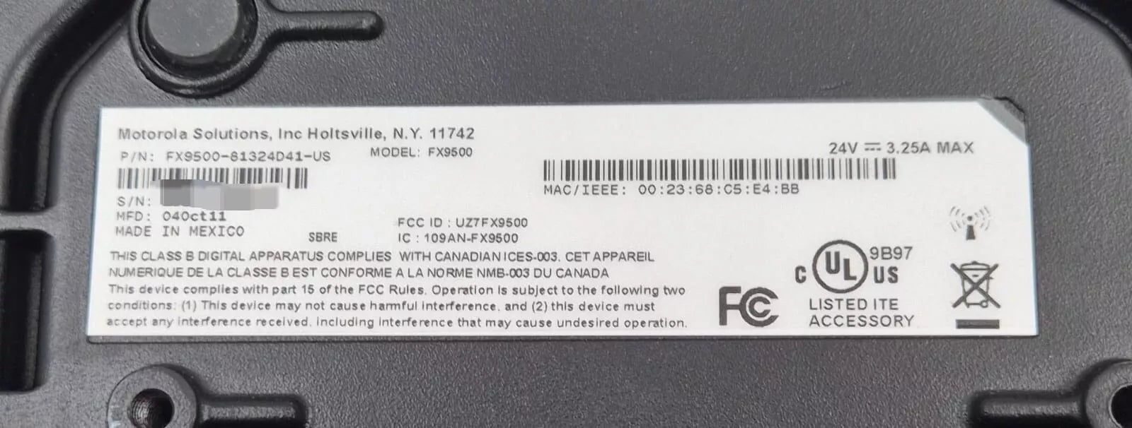Motorola FX9500 FX9500-81324D41-US 8-Channel UHF RFID Reader 24V