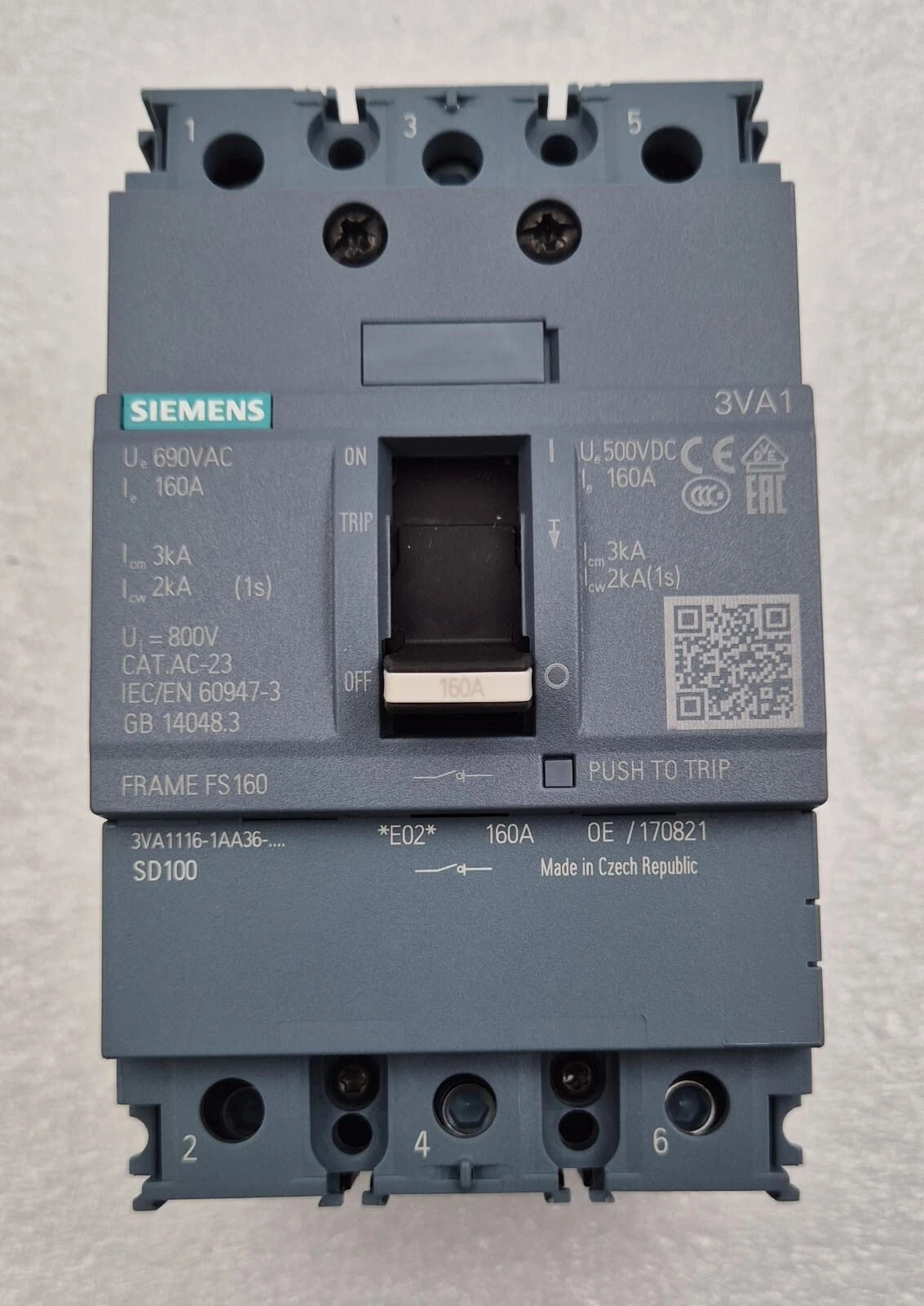 *NEW* Siemens 3VA1116-1AA36-0AA0 Switch disconnector FRAME 160