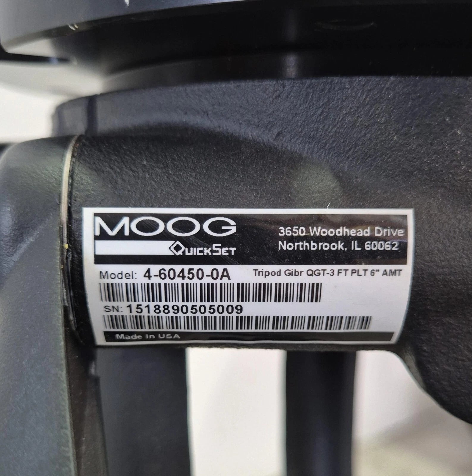 MOOG QuickSet 4-60450-0A Tripod Gibr QGT-3 FT PLT 6" AMT