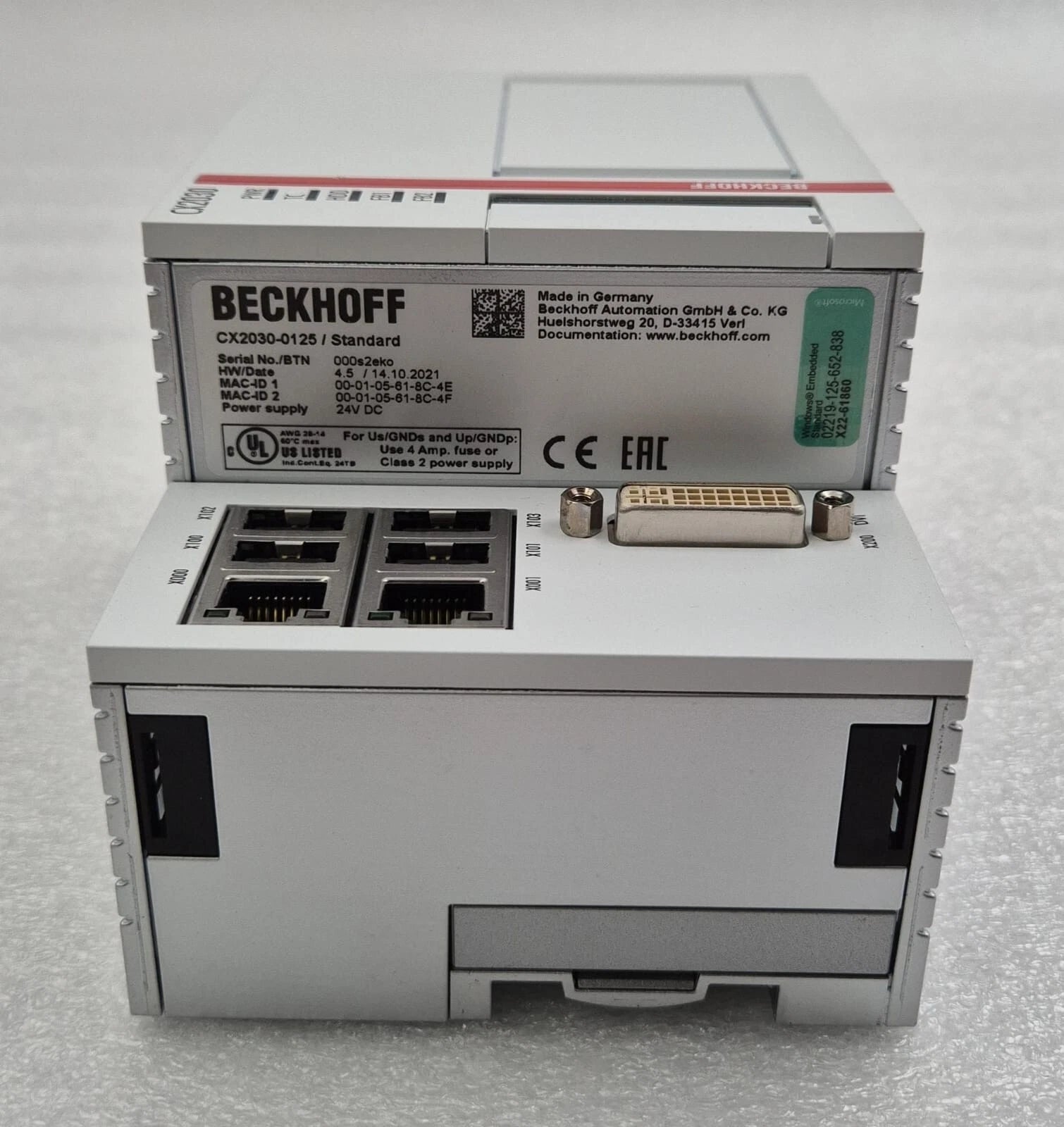 NEW- BECKHOFF CX2030-0125/Standard CPU Module Embedded PC Windows PLC controller