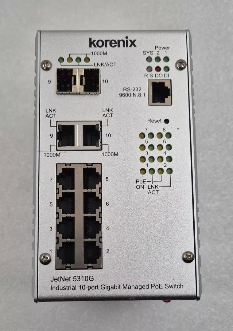 Korenix JetNet 5310G Industrial 8-Port PoE + 2 Gigabit SFP Ethernet switch