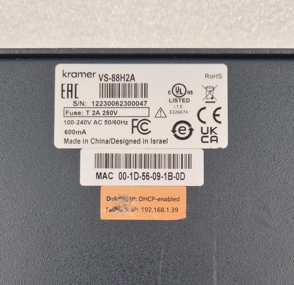 KRAMER VS-88H2A 4K HDMI 8x8 Matrix Switcher **FOR PARTS