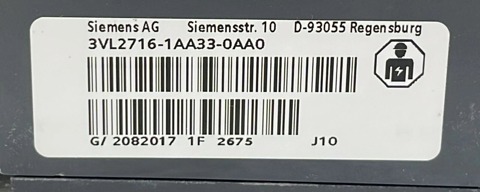 Siemens VL160 Circuit Breaker 3VL2716-1AA33-0AA0 W/Current Trigger 3VL9210-7DC30