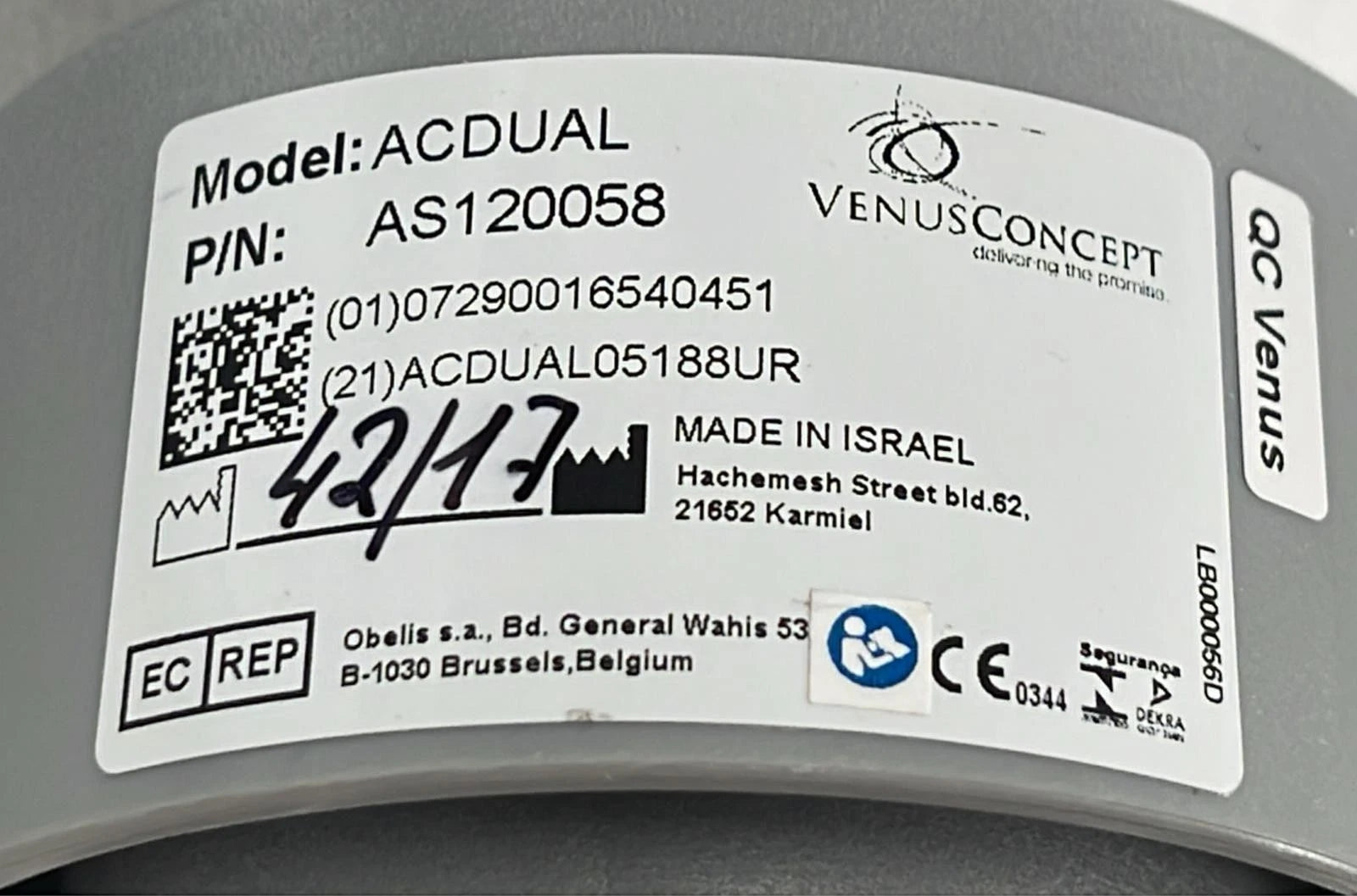 Venus Concept ACDUAL Applicator Handpiece AS120058 *AS-IS*