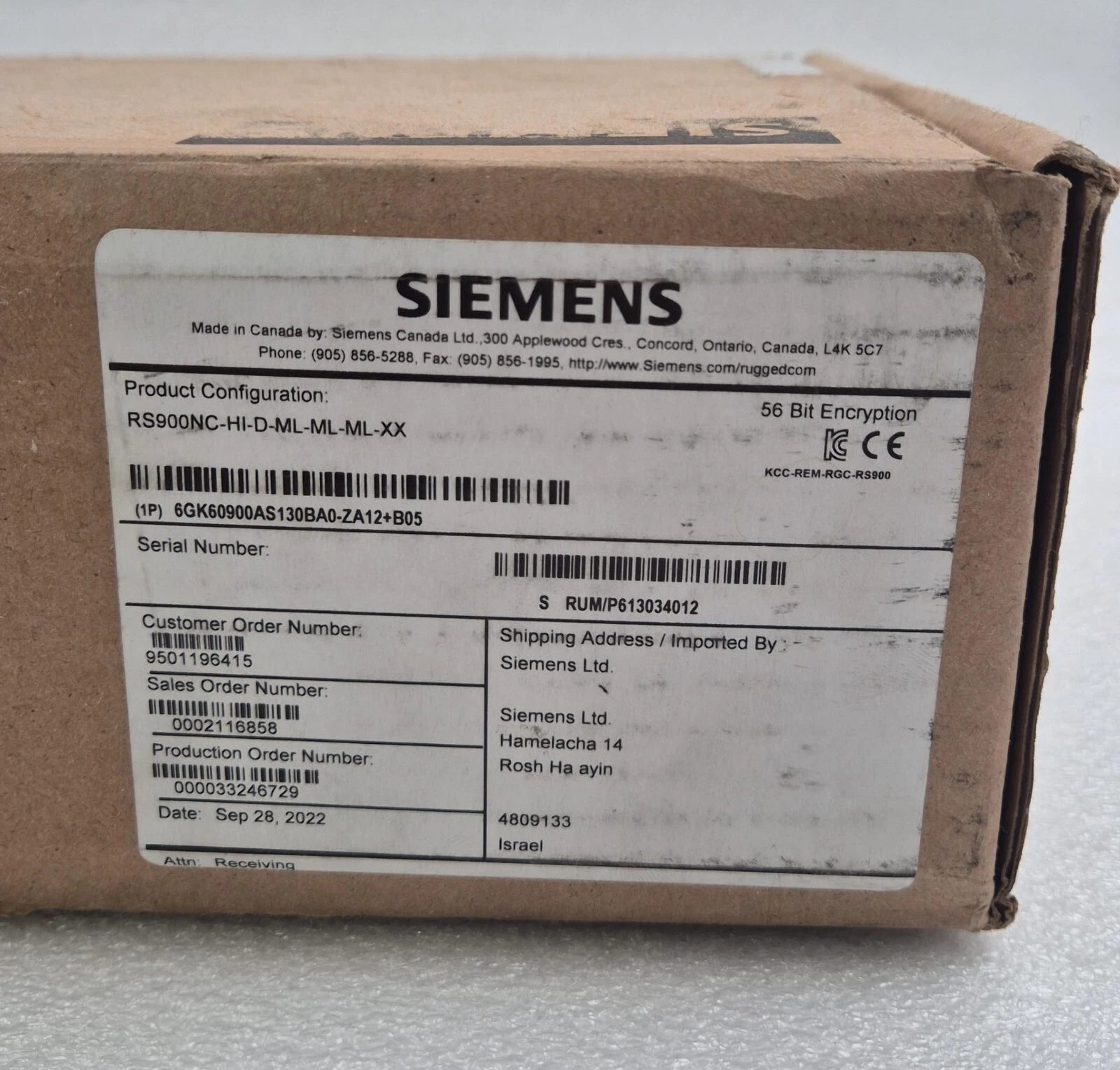 *NEW* SIEMENS RUGGEDCOM RS900NC 32M Industrial Ethernet Switch 6GK60900AS130BA0