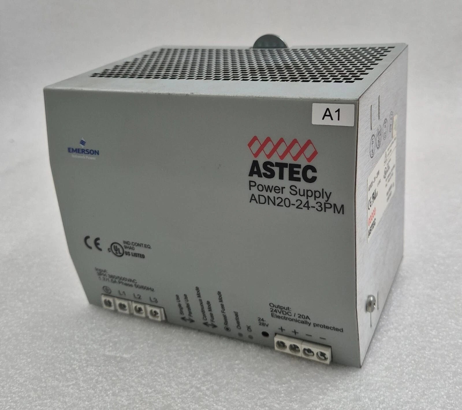 EMERSON ASTEC Power Supply ADN20-24-3PM 3PH 380/500VAC DIN MOUNT