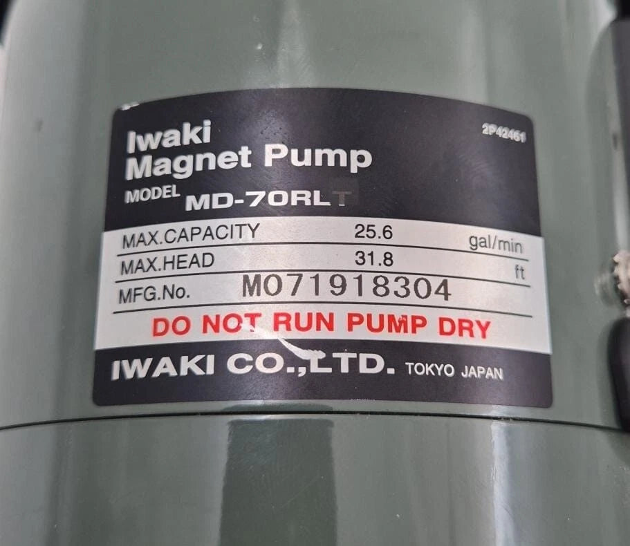 Iwaki MD-70RLT magnetic drive water pump 25.6 GPM with Sowa Motor S-115UL-A