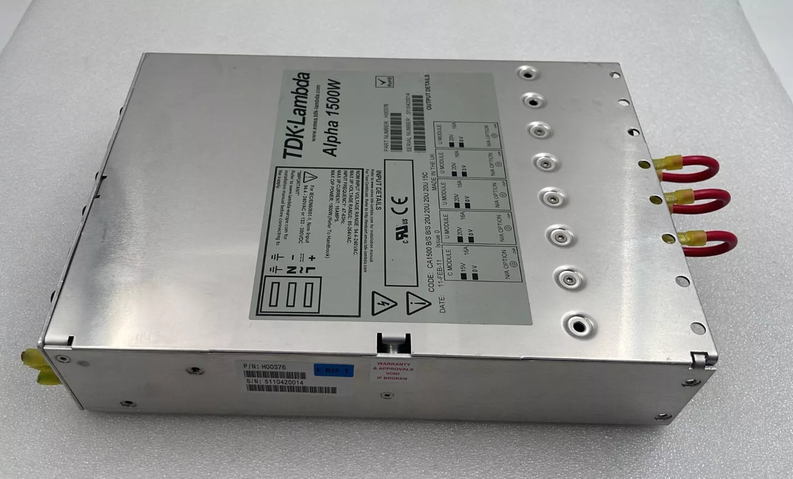 TDK-Lambda Alpha 1500W H00376 CA1500 Power Supply Module