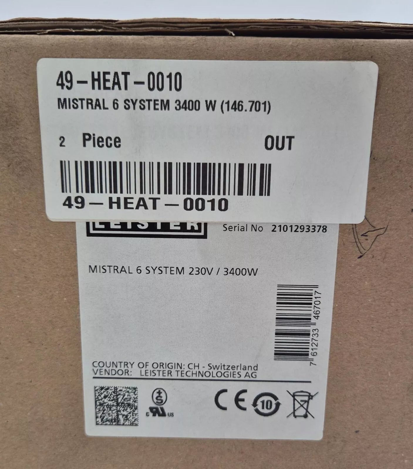 NEW - LEISTER Hot Air Blower MISTRAL 6 SYSTEM 146.701 230V 3400W Hand Piece Tool